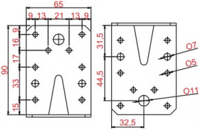 Úhelníky 65x90x90mm Nerez