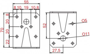 Úhelníky 55x70x70mm