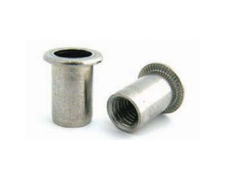 Nýtovací matice hladké, otevřené s plochou hlavou Nerez A2