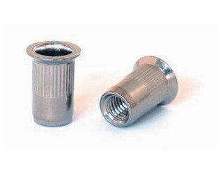 Nýtovací matice vroubkované, otevřené se zápustnou hlavou Nerez A2