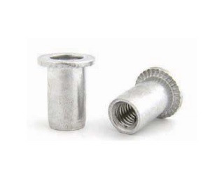 Nýtovací matice hladké, otevřené s plochou hlavou Hliník