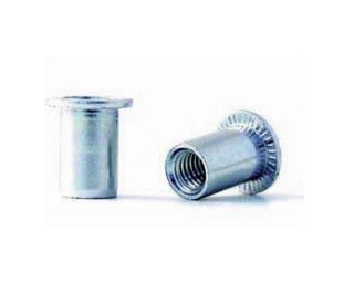 Nýtovací matice hladké, otevřené s plochou hlavou Ocel Zinek bílý