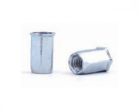 Šestihranné nýtovací matice, otevřené s redukovanou hlavou Ocel Zinek bílý