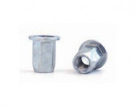 Šestihranné nýtovací matice, otevřené s plochou hlavou Ocel Zinek bílý