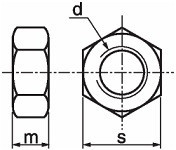 Šestihranné matice s levým závitem DIN 934 Ocel 8 Bez povrchové úpravy
