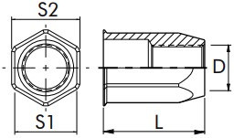 Šestihranné nýtovací matice, otevřené s redukovanou hlavou Ocel Zinek bílý