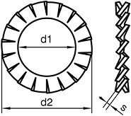 Vějířové podložky Ocel Bez povrchové úpravy DIN 6798A
