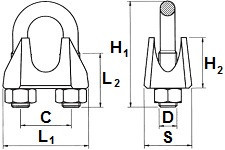 Lanové svorky DIN 741 Ocel Zinek bílý