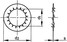 Vějířové podložky DIN 6798I Ocel Zinek bílý