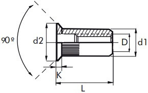 Nýtovací matice vroubkované, otevřené se zápustnou hlavou Ocel Zinek bílý