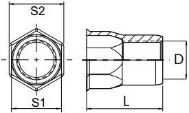 Částečně šestihranné nýtovací matice, otevřené s redukovanou hlavou Ocel Zinek bílý